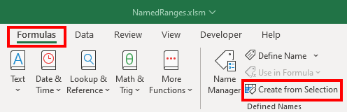 Как присвоить имя диапазону в Microsoft Excel (create from selection 02 formulas tab create from selection)