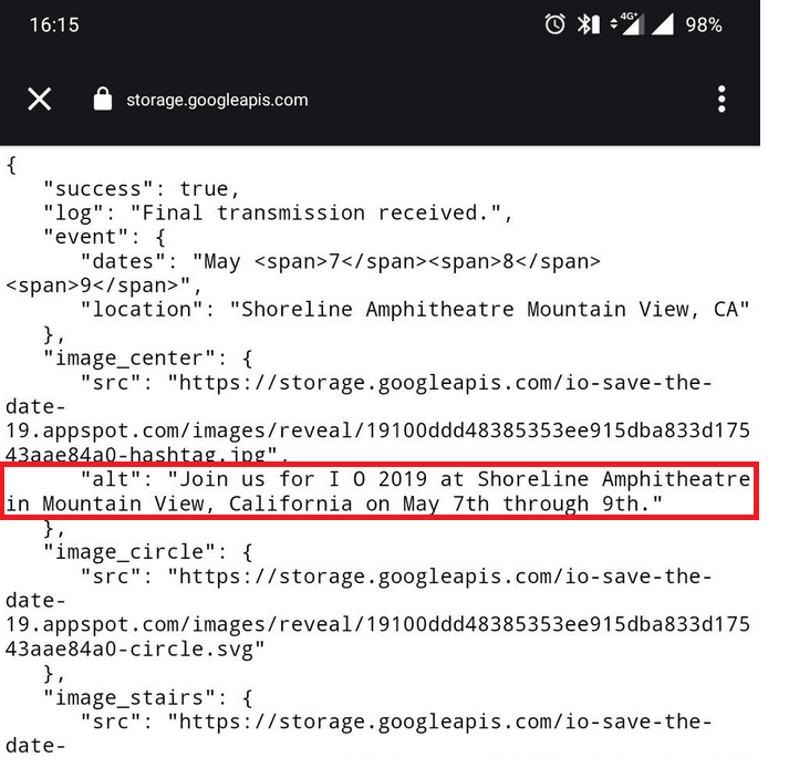 Решение этого пазла говорит о дате и месте проведения Google I/O 2019