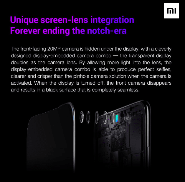 Xiaomi раскрыла подробности о подэкранной селфи-камере Xiaomi раскрыла подробности о подэкранной селфи-камере