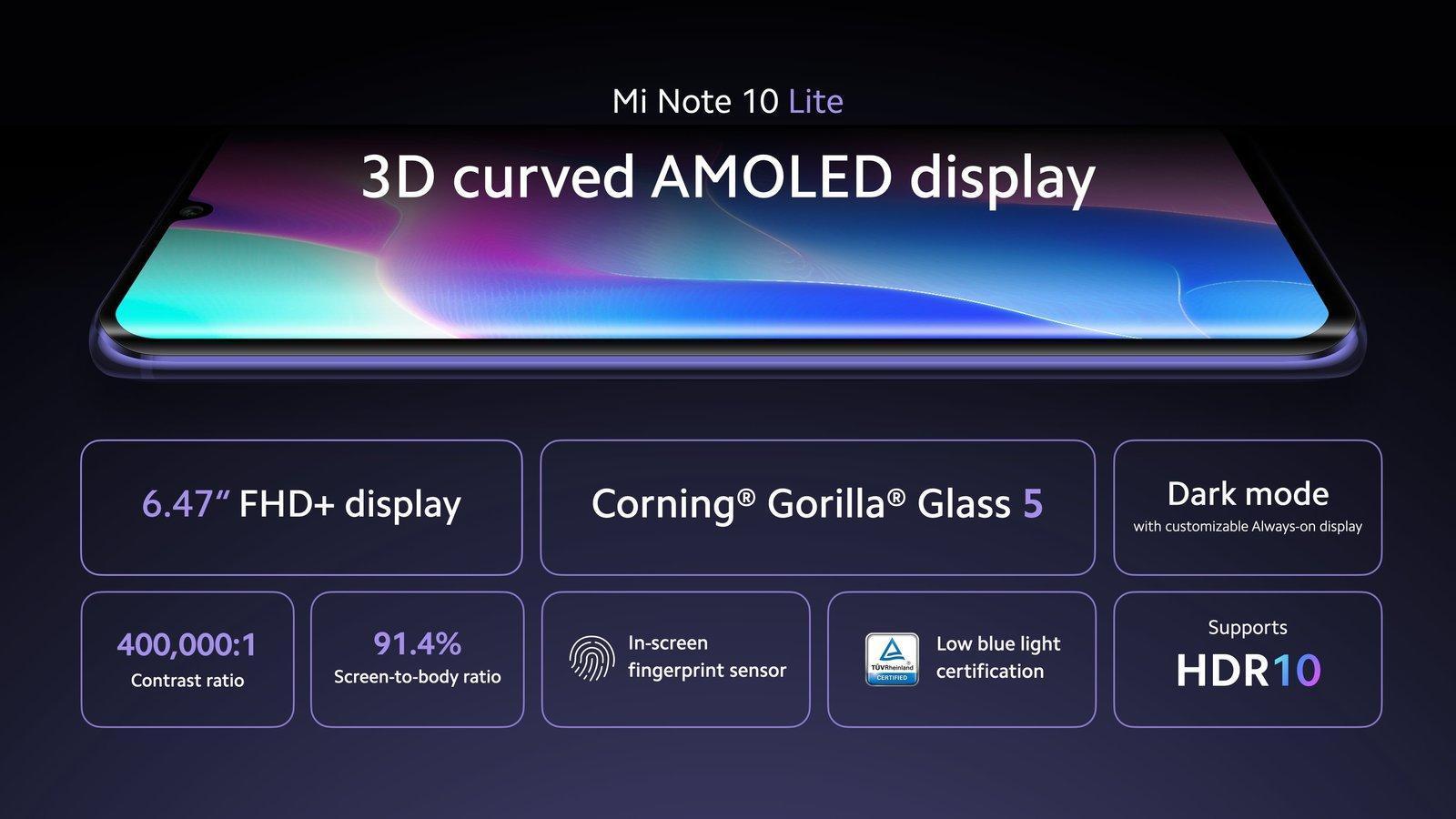 Xiaomi представила смартфон Mi Note 10 Lite