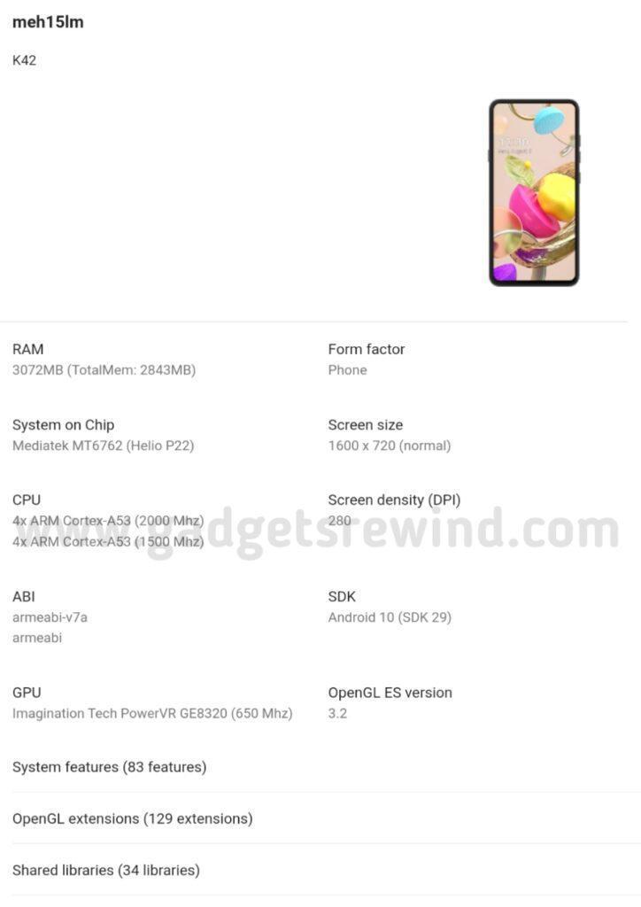 Новый смартфон LG K42 с чипсетом Helio P22 обнаружили в консоли Google Play