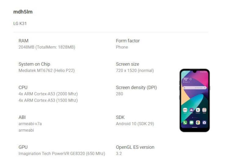 LG готовит бюджетный смартфон LG K31
