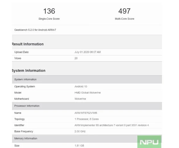 На GeekBench появился новый смартфон Nokia с чипсетом Helio P22