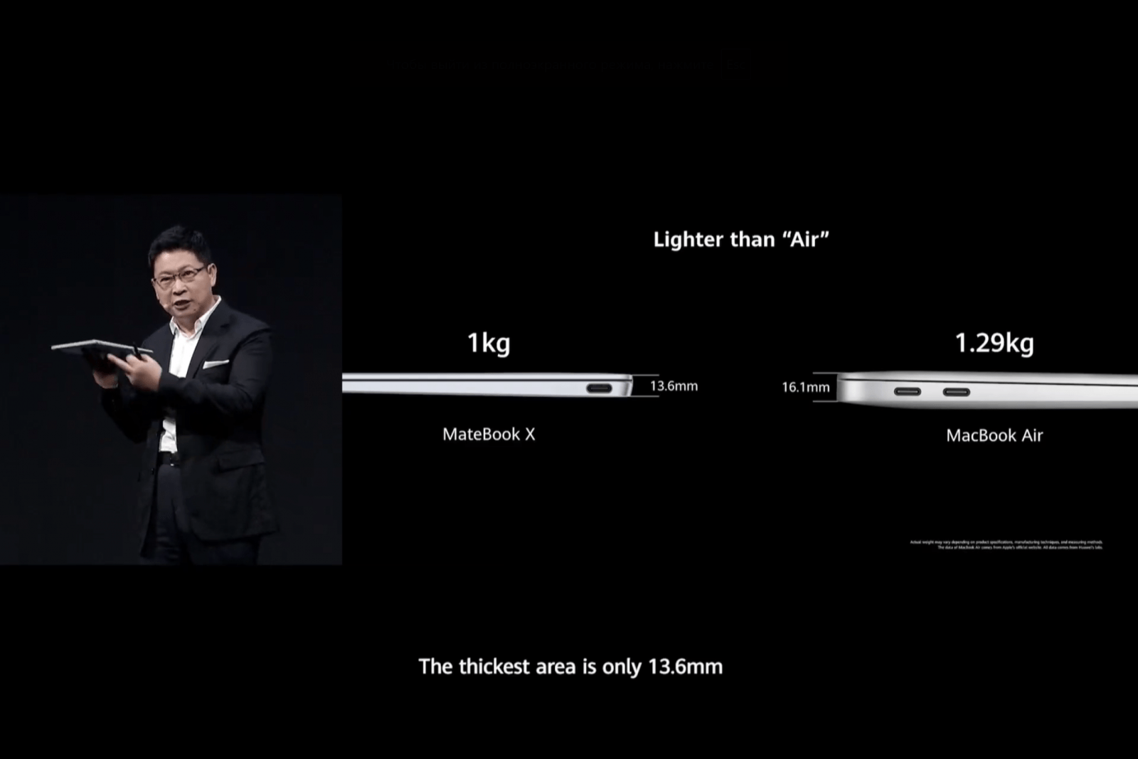 Huawei показала флагманский ноутбук MateBook X