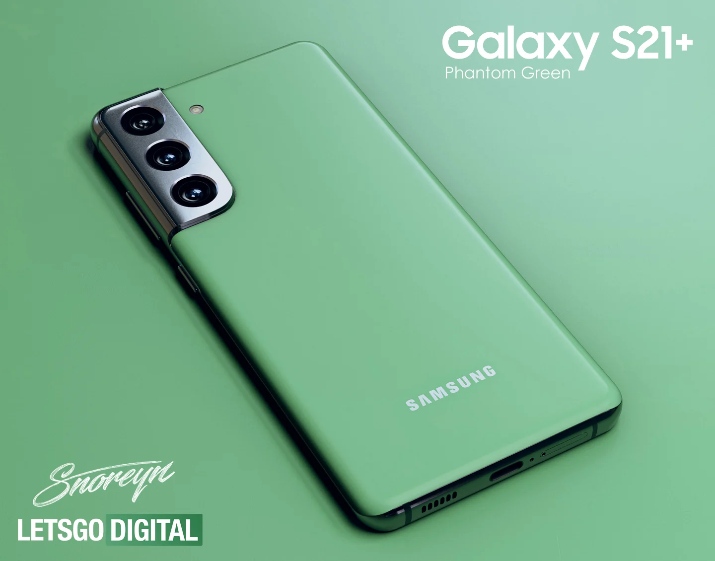 Samsung Galaxy S21+ получит ещё одну, зелёную расцветку (Samsung Galaxy S21 Plus Phantom Green LetsGoDigital Render)