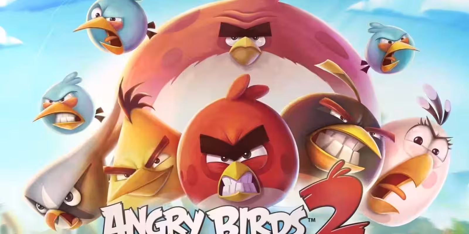 Обложка игры Angry Birds 2 с персонажами в боевой позе