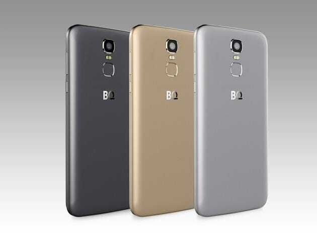 Три смартфона BQS-5520 Mercury сзади сзади с разными цветами