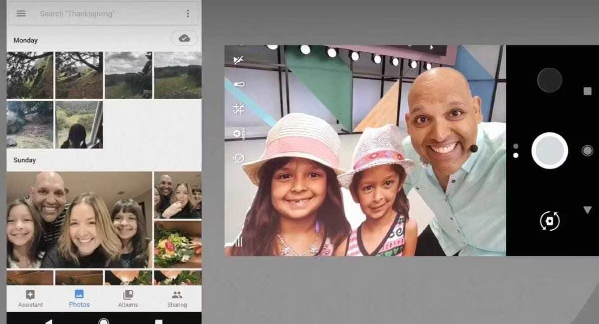 Google I/O 2017: прогресс Android новая версия Google Photo 1 Смартфон с активной камерой и галереей
