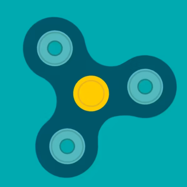 Минималистичный спиннер-рандомайзер с тремя металлическими лепестками и центральным кругом для рулетки Google