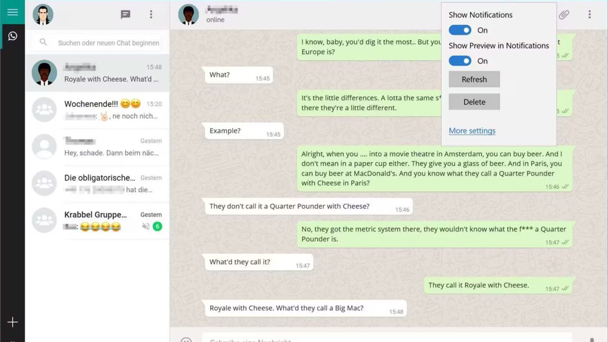Скриншот интерфейса мессенджера Clatter для Windows 10