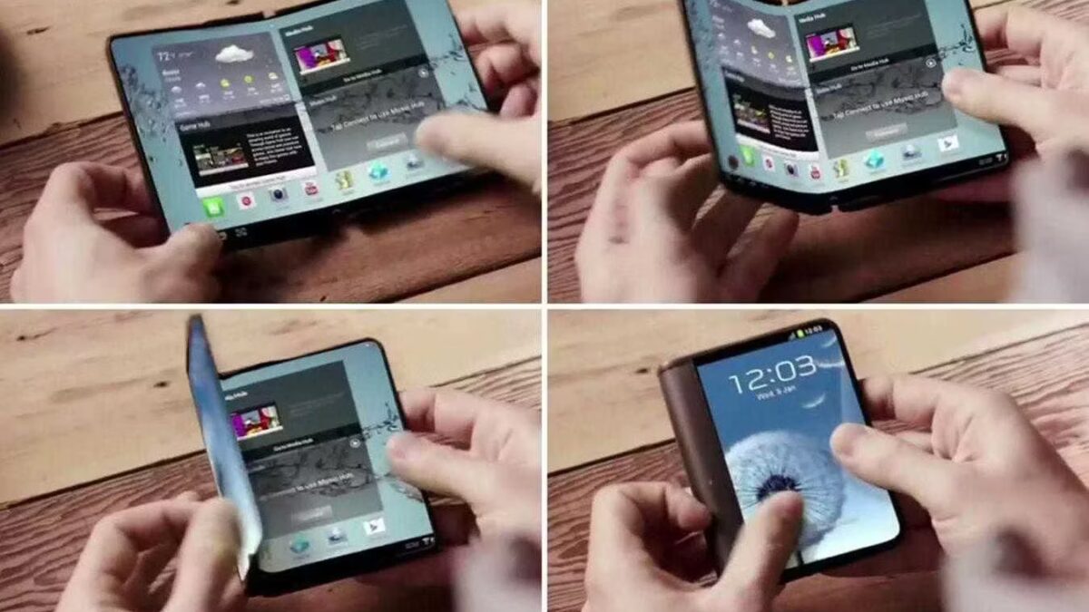 Смартфон Samsung Galaxy X с гибким экраном на руке