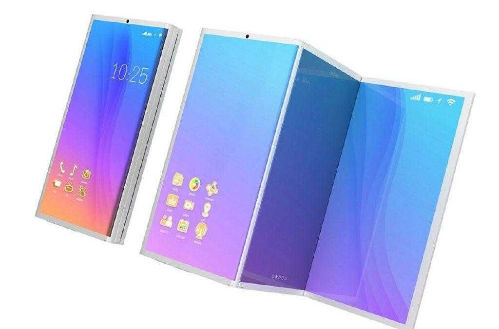 Гибкий смартфон Samsung Galaxy X с развернутым дисплеем