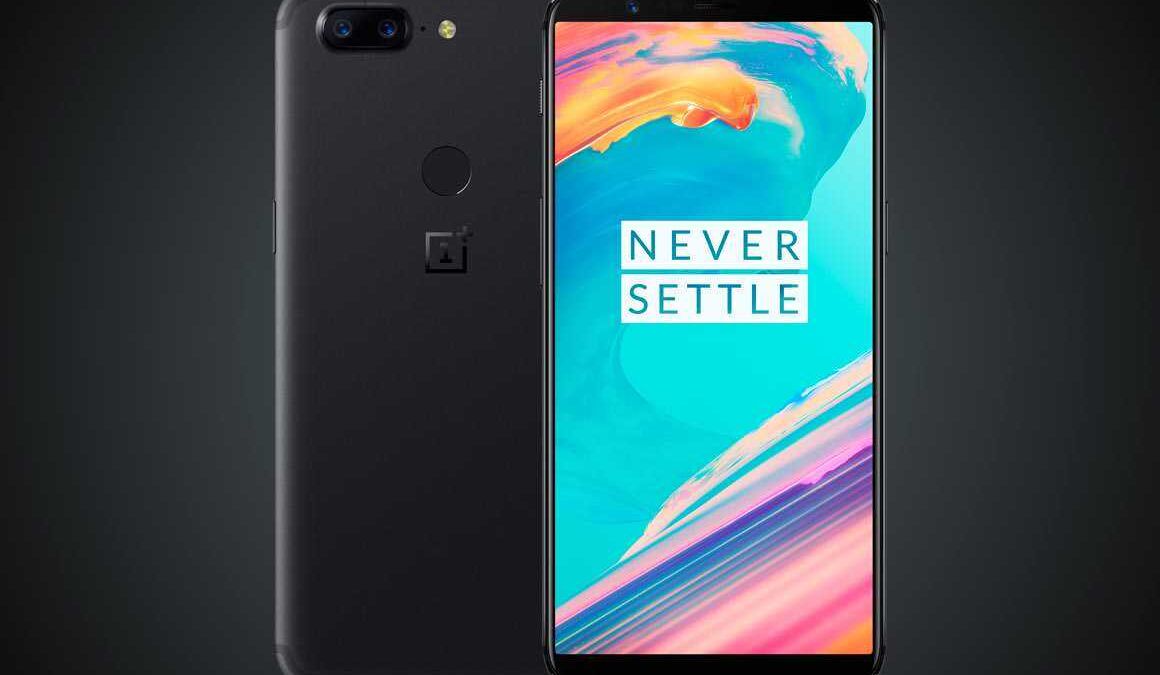 Черный смартфон OnePlus с двойной камерой и сканером отпечатков пальцев сзади