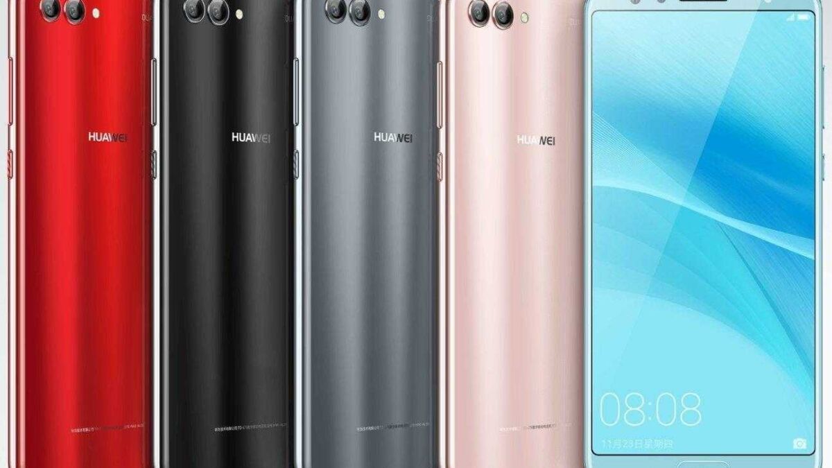 Многоцветные смартфоны Huawei Nova 2S с двойными камерами задней панели и тихоокеанским голубым дисплеем