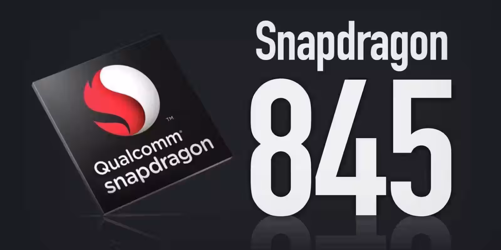 Логотип Qualcomm Snapdragon 845 и текст на черном фоне
