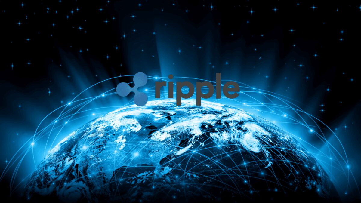 Глобальная карта мира с изображением Земли и линий связи Ripple