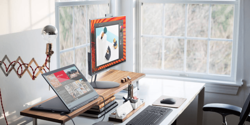 Lenovo представила в России ноутбуки ThinkPad X1 Yoga, X380 Yoga и L380 Yoga (03 X1 YOGA Still Life Home Office Stand mode connected to a display with dock)