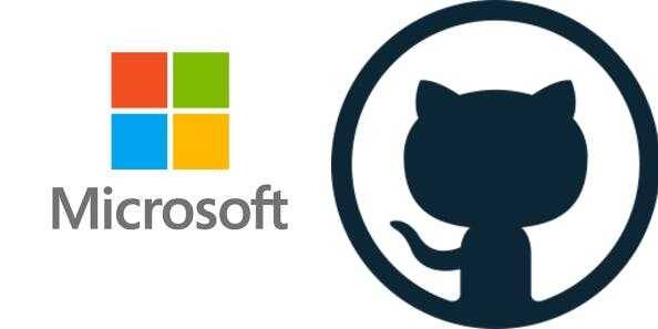 Логотип Microsoft и значок репозитория GitHub на белом фоне