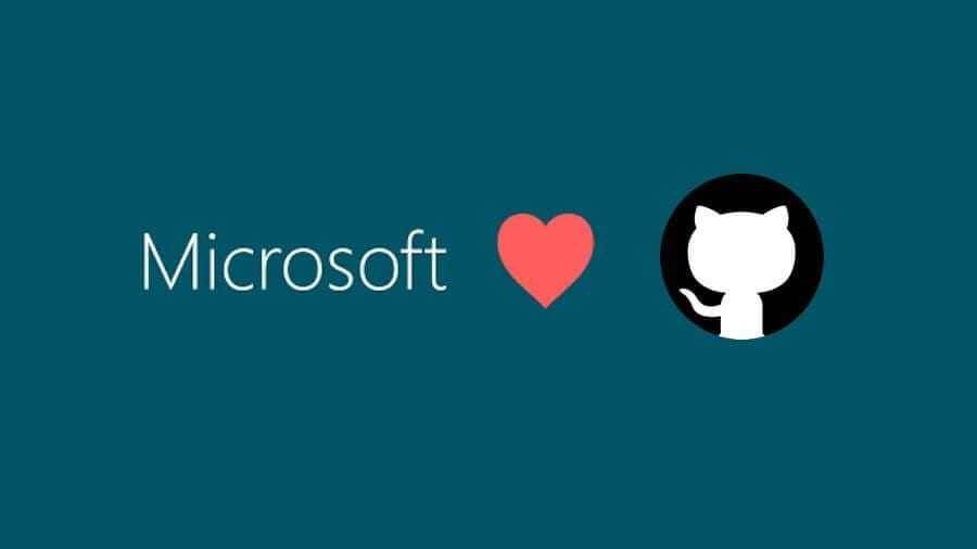 Логотип Microsoft и символ GitHub на тёмном фоне