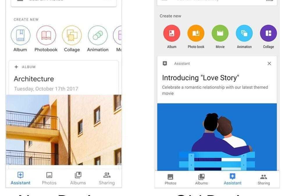Обновленный дизайн приложения Google Фото на смартфоне