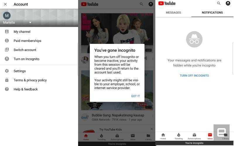 Все пользователи Android могут использовать режим инкогнито в YouTube (youtube incognito insert)