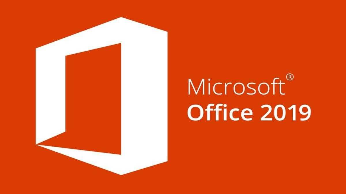 Логотип Microsoft Office 2019 для Mac и Windows на оранжевом фоне