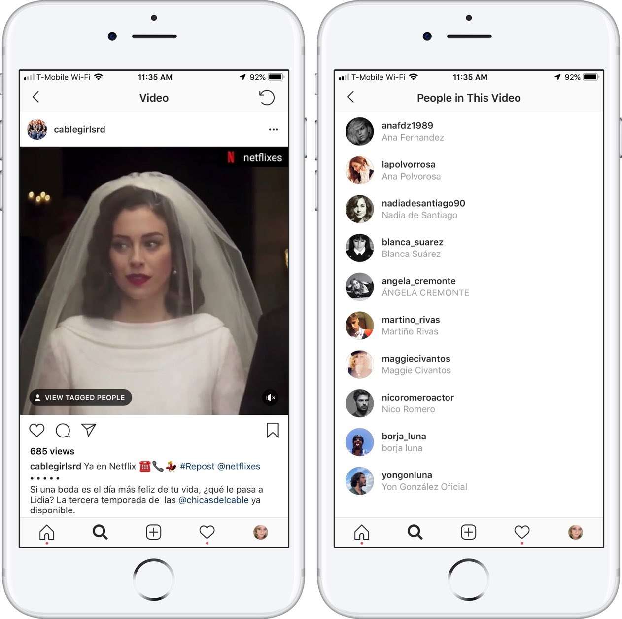Instagram тестирует функцию отметки пользователей на видео (instagram is testing tagging friends in videos)
