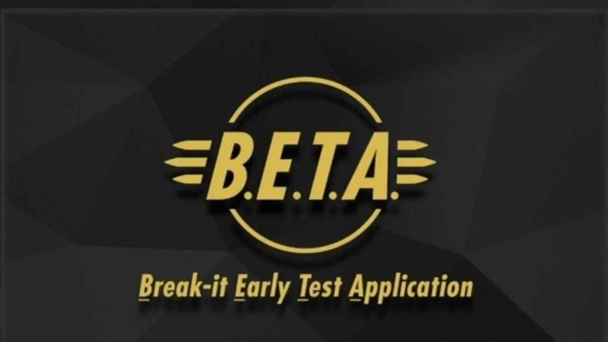 Черная рекламная обкладка с логотипом B.E.T.A и названием приложения