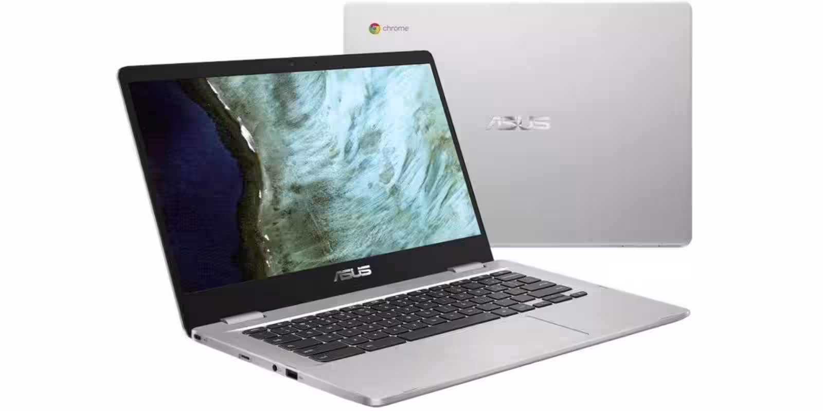 Ноутбук ASUS с серебристым корпусом и экраном