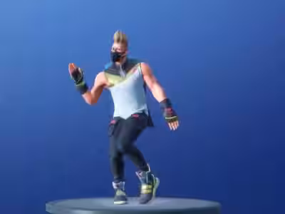 Лицо и тело игрового персонажа Fortnite в движении