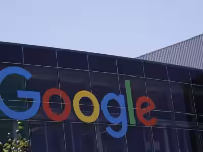 Здание офиса Google с большим логотипом на фасаде