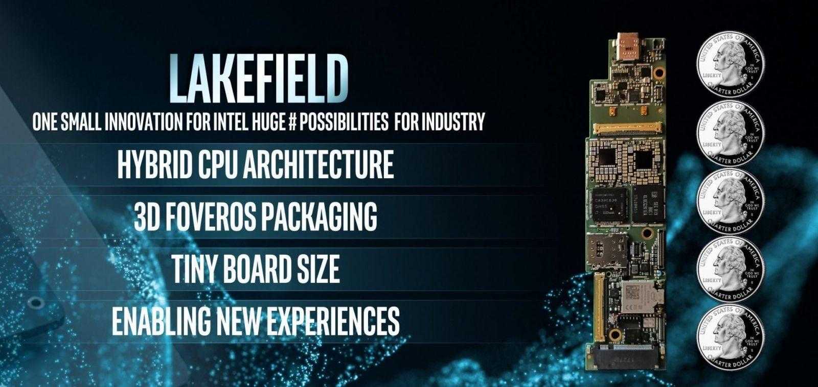 CES 2019. Intel продемонстрировала первый процессор с 3D-архитектурой стека (lakefield slide intel quarters ces 2019)