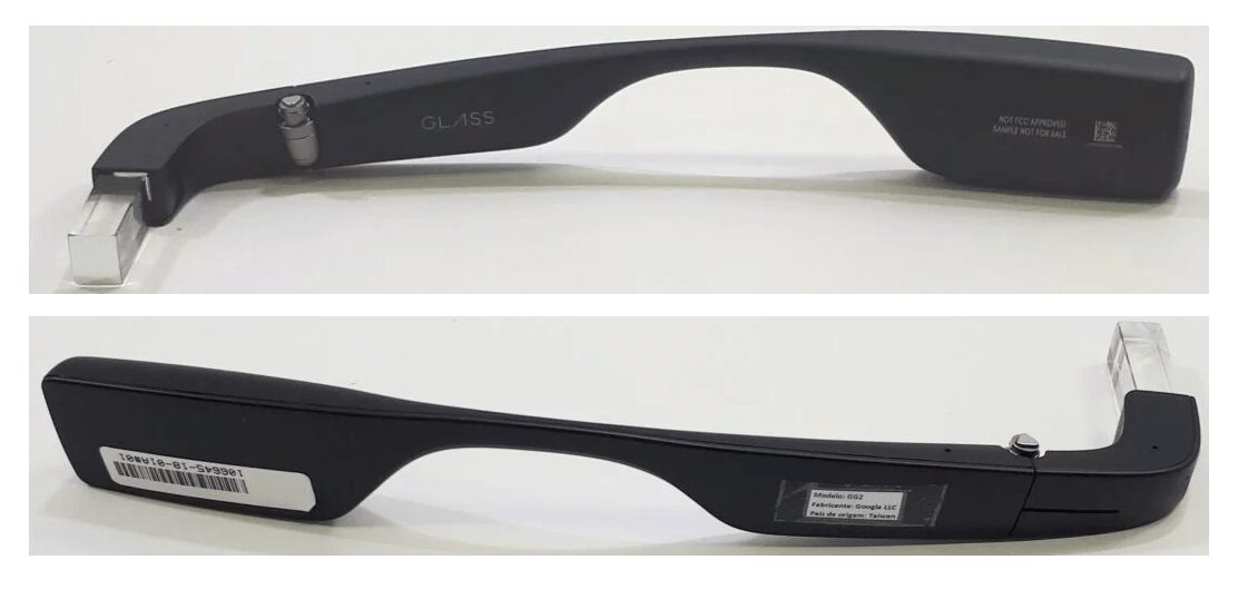 разные углы Google Glass 2 с USB-C и дисплеями