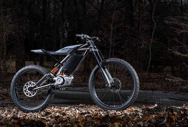 Электрический мотоцикл Harley-Davidson LiveWire в лесу