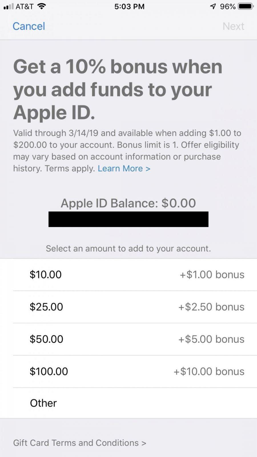 Apple дает 10% бонус при пополнении счёта (img 7045 1)
