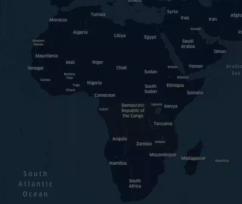 Карта плотности населения мира, созданная ИИ, показывает африканский континент
