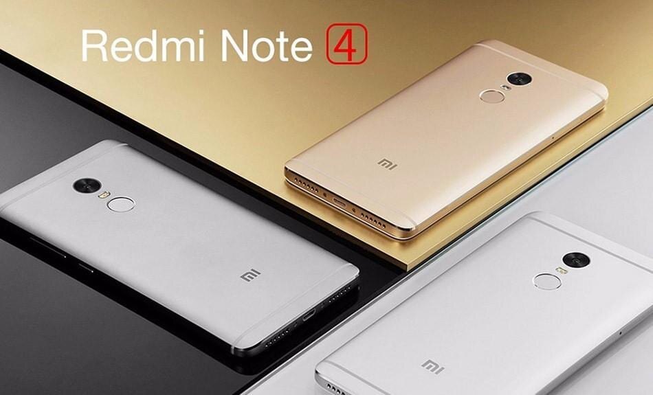Три смартфона Xiaomi Redmi Note 4 сзади и спереди