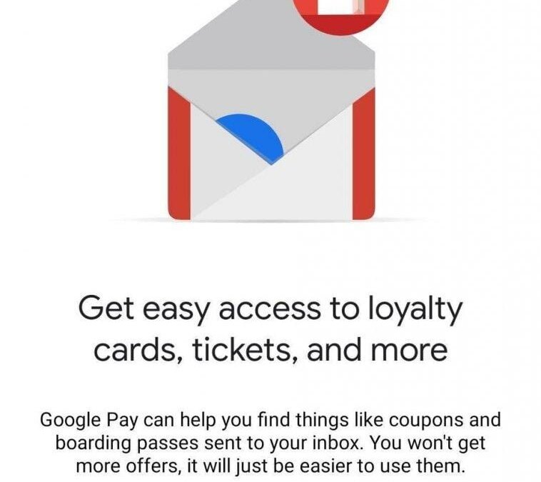 Экран смартфона с кнопкой подключить Gmail и иконки карт, билетов и купонов