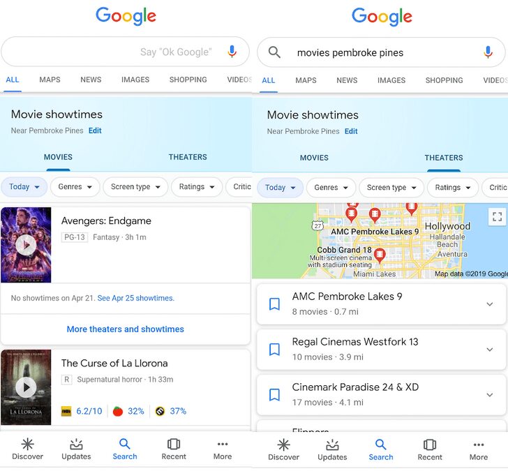 Google обновила карточки результатов поиска: Material Design, дополнительная информация и больше вкладок 8 new cards for movies and theater showtimes
