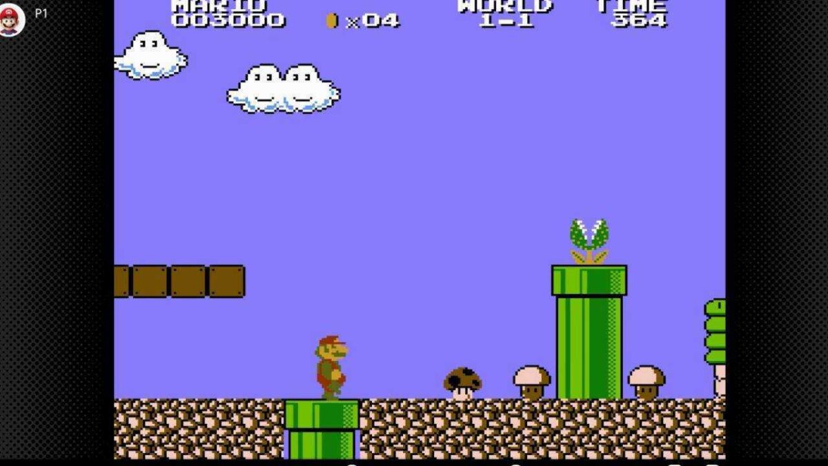 Экран с классическим уровнем Super Mario Bros на Nintendo Switch Online
