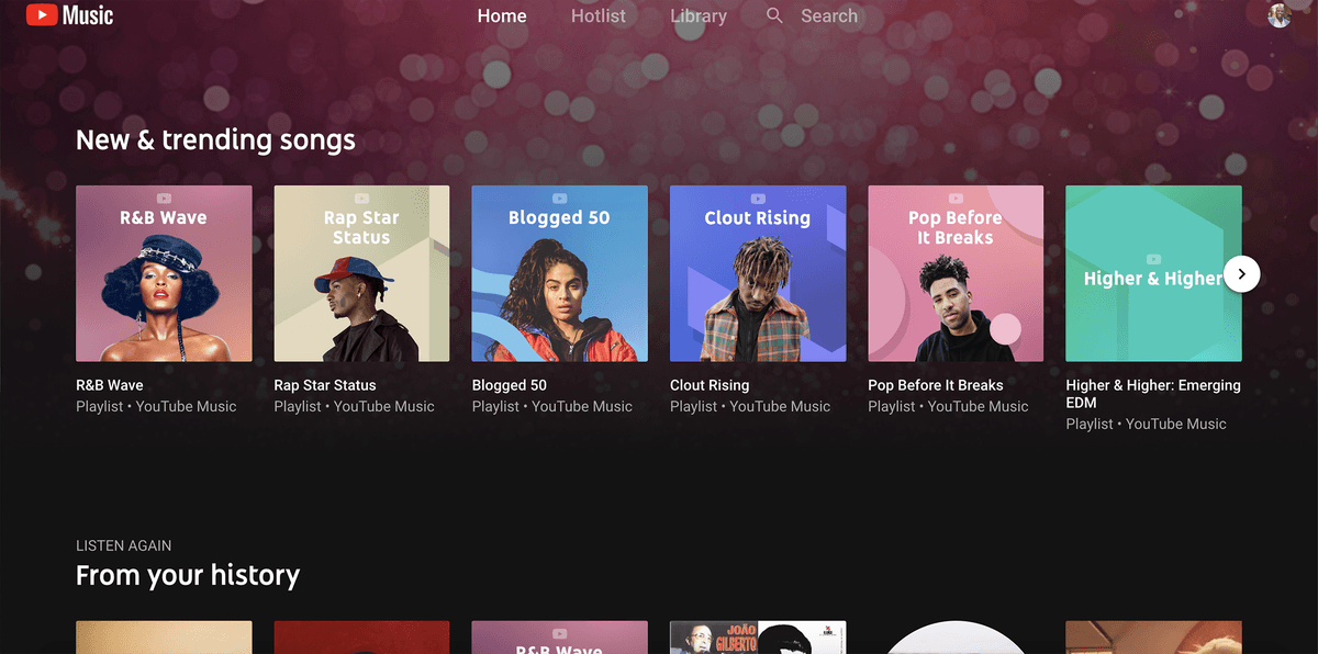 Youtube music library. Youtube Music плейлист. Библиотека музыки ютуб. Hotlist.