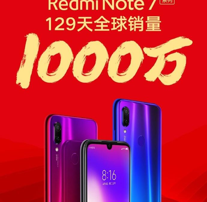 Рекламное изображение смартфонов Redmi Note 7 и их задних панелей