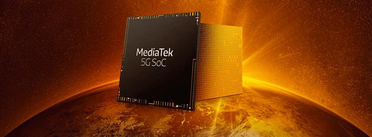 Медиатек 5G SoC на фоне земли в космосе