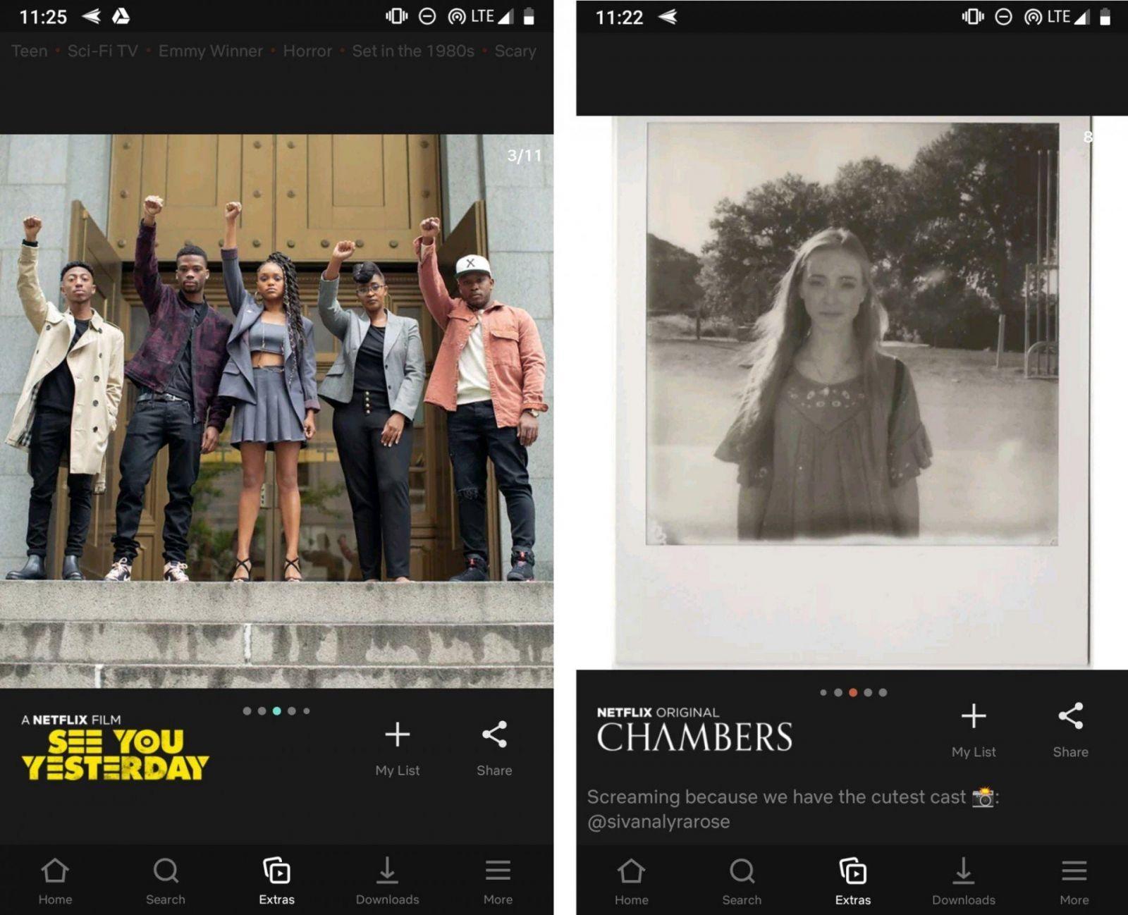 Мобильное приложение Netflix протестирует вертикальную прокрутку в стиле Instagram (netflix extras feed 1)