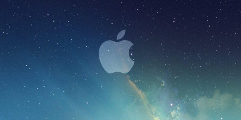 Apple выпускает третью бета-версию iOS 13 (apple logo galaxy wallpaper)