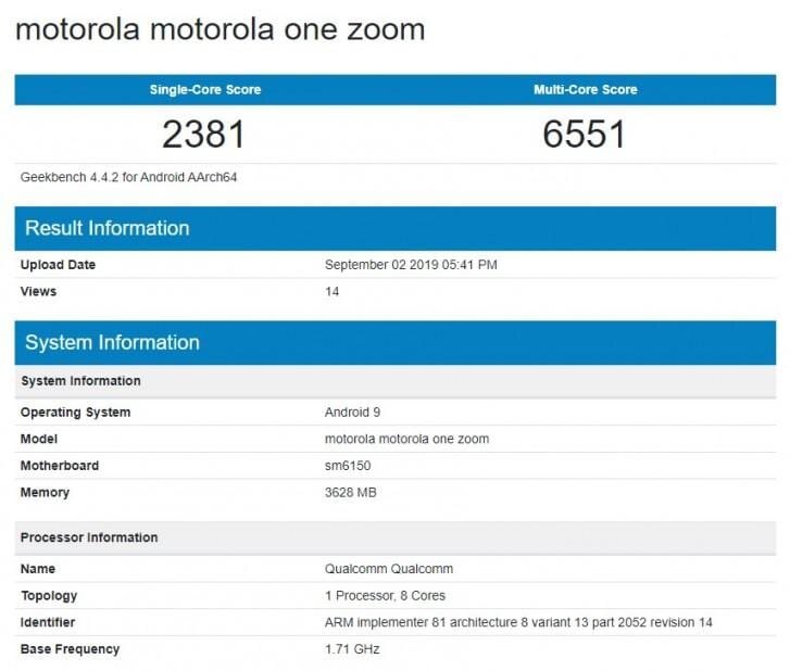 Motorola One Zoom прошел тестирование в Geekbench 4 gsmarena 002