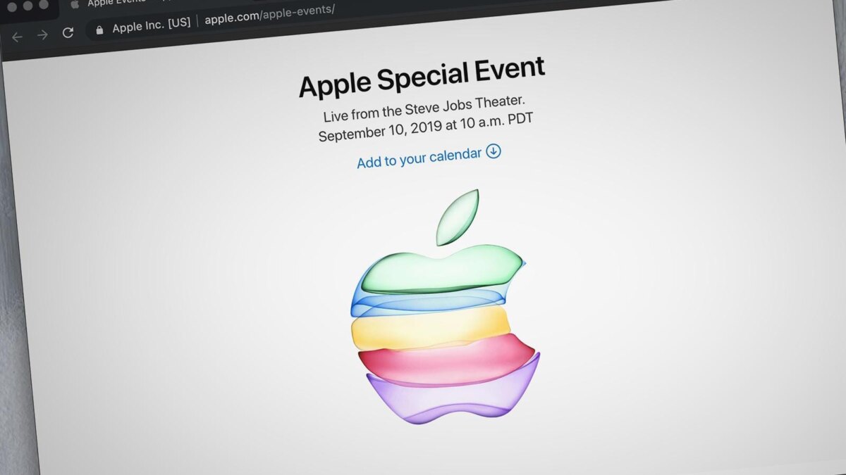 Экран сайта Apple с информацией о мероприятии 2019 года