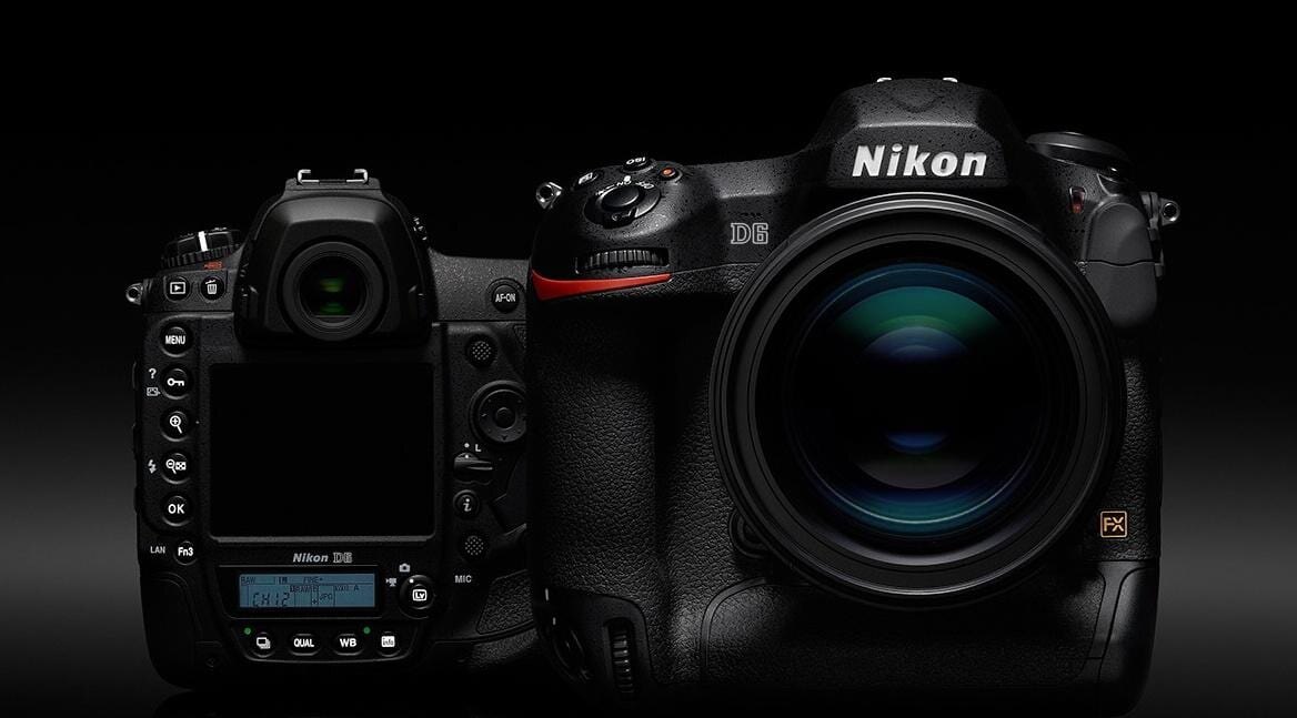 Зеркальная камера Nikon D6 крупным планом спереди