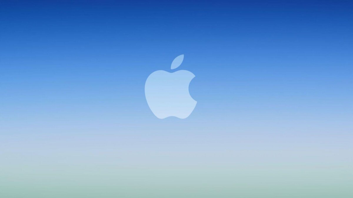 Обзор экрана с градиентным фоном и логотипом Apple