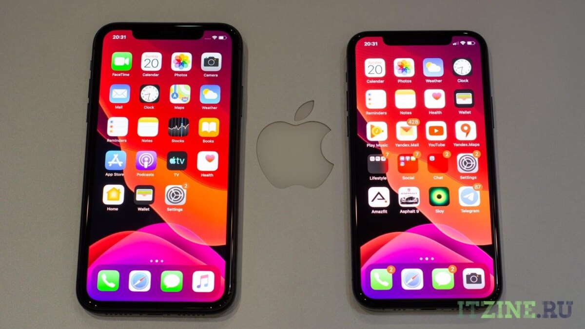 Сравнительный обзор iPhone 11 и iPhone 11 Pro. Какой выбрать? 31 Ещё одна красивая фотография экранов iPhone